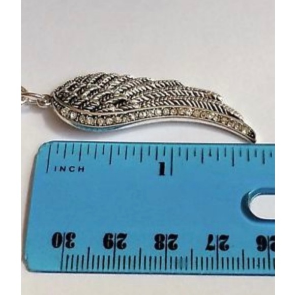 Silver Crystal Angel Wing Necklace 16-19" Angels Plated - Picture 8 of 8